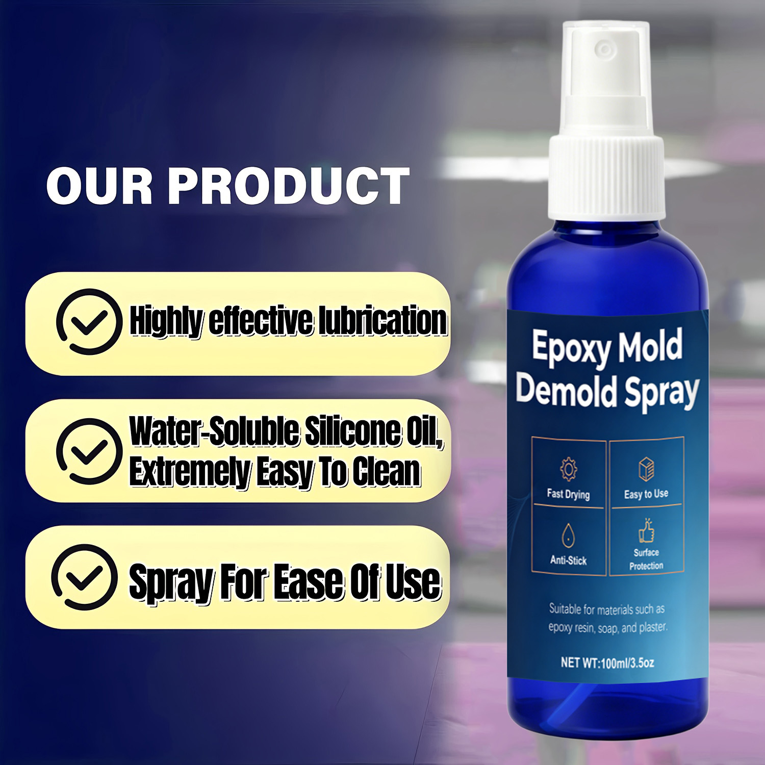 Release Spray Silicone - シリコンモールド用リリーススプレー、エポキシ樹脂、キャンドルワックス、石膏用プロ仕様リリース剤、速乾性超微細ミスト