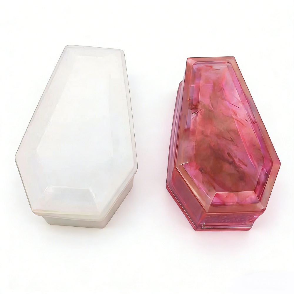 Resin Art Equipment - 棺型の頭蓋骨、ハロウィンコウモリ、クモのシリコンモールド、ペンダントイヤリング用エポキシ樹脂モールド、DIYホームデコレーションアート