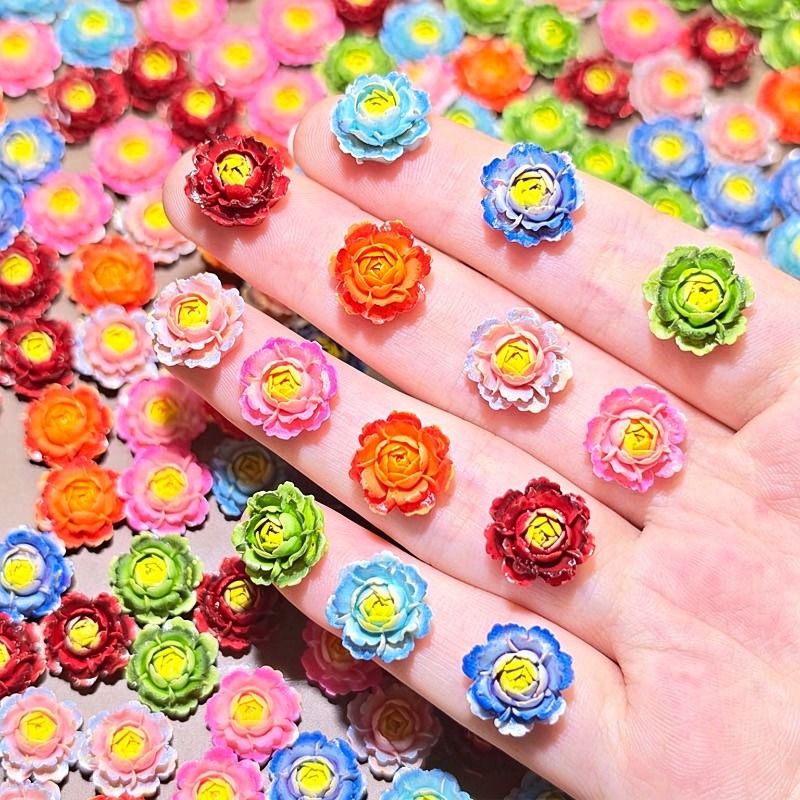 50個入り、アソートカラーの3Dレジン製バラ型フラットバック - Resin Art Rose のレビューと価格