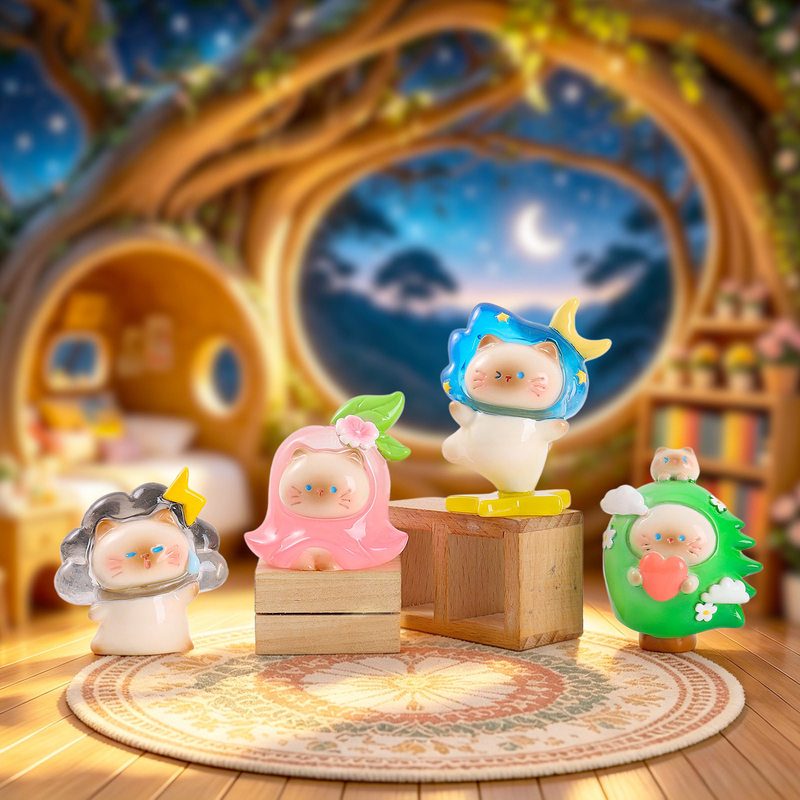 かわいい猫の気象シリーズ。小さな猫のフィギュア。ブラインドボ - Resin Art Case のレビューと価格