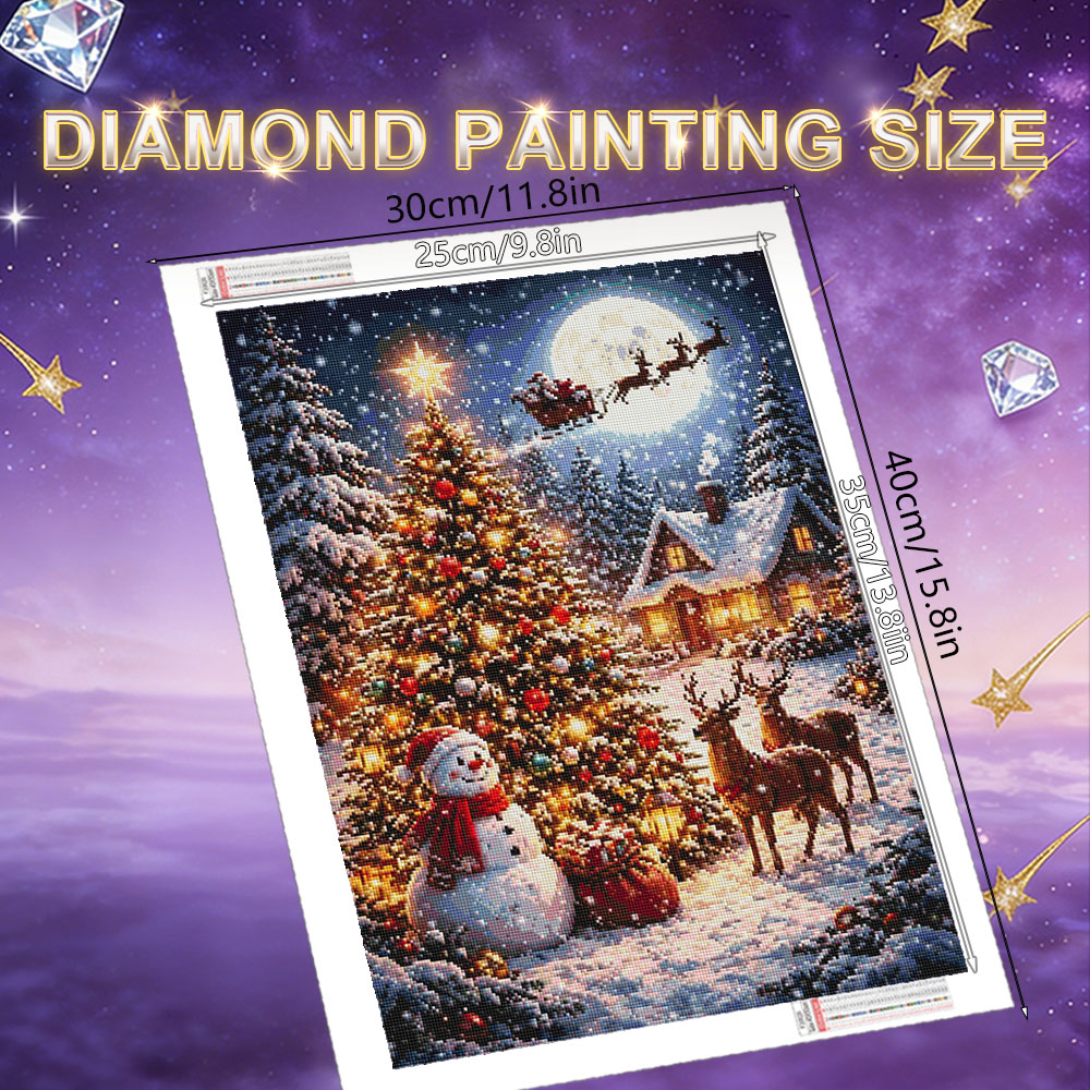 HUACAN ダイヤモンドアートペイント、クリスマス風景、ダ - Resin Art Wallpaper のレビューと価格