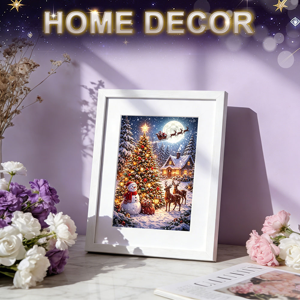 HUACAN ダイヤモンドアートペイント、クリスマス風景、ダ - Resin Art Wallpaper のレビューと価格